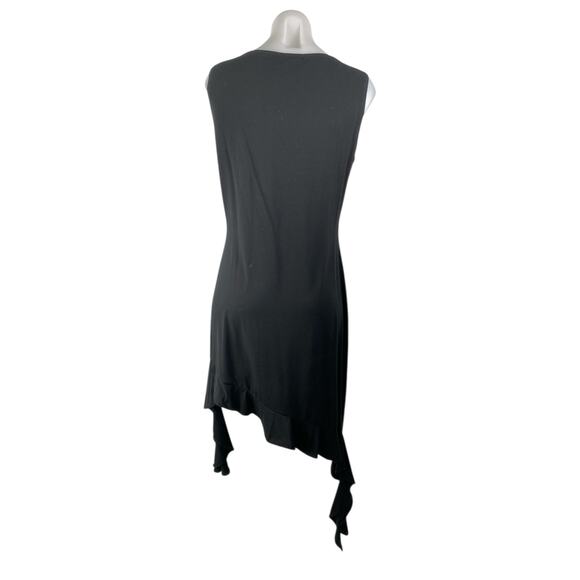 Missguided Womens Black Sleeveless Asymmetric Ruffle Hem Midi Tank Shift Dress 6 - Picture 2 of 4